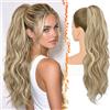 BARSDAR 63cm Sintetici Dual Dirty Biondo Ondulati Coda di Cavallo Extension | Artiglio Clip & Coulisse Dual Use, Morbidi Ondulati, Aspetto Realistico, Soft Voluminosi Leggeri,Dirty Biondo Balayage Colore