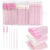 BUYBLIFE Set di 200 pennelli usa e getta per mascara, applicatori per labbra, 100 micro pennelli + 50 pennelli per ciglia + 50 bacchette per rossetto con scatola organizer rosa
