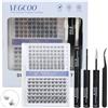 VEGCOO Ciglia Finte Ciuffetti Kit Extension Ciglia D Curl 0.07mm | Volume Lash Cluster per Uso Personale a Casa Ciglia a Grappolo Extension Ciglia Kit, Morbidi e Confortevoli