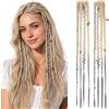 TESS Dreadlock Extension Capelli Clip in Boho 2 Pezzi Trecce Posticci Treccine Dreads Braids Donna 50cm 50g R613# Biondo Chiaro a Grigio