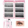 DLDIZM Kit Ciglia Finte 5 Pezzi con Colla Doppia Faccia, Pinzette, Spazzola e Rimosore, Set di Estensioni Ciglia Clusters per DIY a Casa, Extension Kit Ciglia Finte Naturali, Ciglia Finte Ciuffetti