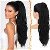 BARSDAR 63cm Sintetici Claw Clip Nero Ondulati Coda di Cavallo Extension | Artiglio Clip & Coulisse Dual Use, Morbidi Ondulati, Aspetto Realistico, Silky Leggeri Voluminosi, Easy Wear,Tangle-Resistant