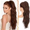 BARSDAR 63cm Sintetici Dual Auburn Marrone Ondulati Coda Capelli Extension | Artiglio Clip & Coulisse Dual Use, Morbidi Ondulati, Aspetto Realistico, Silky Leggeri Voluminosi, Easy Wear,Tangle-Resistant
