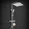 Görbach Colonna Doccia Acciaio Inox senza Miscelatore, Colonna Doccia idromassaggio con Asta Doccia Regolabili e Mensola, Set Doccia a Pioggia con Soffione 25×25 cm Cromo