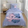 Aymax Stitch e Angel Copripiumino Singolo 140x200 + Federa 65x65 Misto Cotone | Set lenzuola reversibile | Misto cotone Oeko-Tex asciugatura rapida | Disney | Teen | Regalo | Lavabile in lavatrice