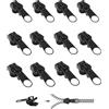 Frundoo Cerniera Lampo Riparazione, Frundoo Cerniere Lampo Ricambio, 3 misure Tira Zip Rimovibile, Cursori per Cerniere Lampo Cursore Cerniera Universale per Giacche Borse Valigie Jeans Abbigliamento (12pcs)