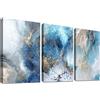 HALFLEMART 3 Pcs Stampa su tela con cornice Oceano verde acqua d'oro Quadri su tela Onde Astratte Quadri Moderni Poster da parete Camera da letto Soggiorno Decorazioni Pronto da appendere 50x70cm x 3pcs