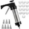 Dyaucwpo Pressa per Biscotti, Biscotti Professionale Pistola Sparabiscotti | Pressa per Pasticceria con 13 Stencil e 8 Beccucci, Pistola per Dolci in Acciaio Inox, Macchina per Biscotti