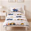 MTOnlinehandel Escavatore Set copripiumino singolo - Biancheria da letto per bambini, 100x135 + 40x60 cm, 100% cotone in flanella