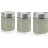 Generico EDITACASA - ris Barattoli Caffè Zucchero Sale in Vetro - Set 3 Contenitori Cucina 10x12 cm con Coperchio Inox e Finestra - Barattoli Ermetici Salvaspazio Design Botanico -Verde Salvia