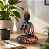 INtrenDU Statua Buddha 26 cm multicolore - statuetta decorativa seduta, soggiorno | Stile pop art, dettagli neri e oro, feltrini salva-mobili, per interni