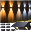 IIRARA Applique Solare da Esterno, Set da 8 Lampade Solari da Parete LED con 3 Temperature di Colore, Luce Up & Down IP67 Impermeabile per Giardino, Terrazza, Cortile e Ingresso