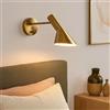 B·LED BARCELONA LED BARCELONA LED Applique da Parete Interno Design in Alluminio Oro, Lampada da Muro Vintage Paralume Orientabile, Attacco E27 Ideale Testiera Letto, Camera da Letto Soggiorno