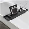 DCSYOG Mensola per vasca da bagno in bambù, regolabile, per vasca da bagno, accessori da bagno, vassoio in bambù, per accessori da bagno, colore nero