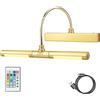 HONWELL Lampada per quadri wireless ricaricabile con 12 colori che cambiano, applique da parete a LED con telecomando, lampada display a LED da 13 pollici con testa girevole per Quadri da Pittura,Oro