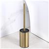 JIUJ Scopino per WC compatto con portascopino in acciaio inox, modello da appoggio, resistente ed efficace per la pulizia del bagno, colore oro. (Oro)