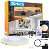 Gliztech 5M Striscia LED COB Bianca Compatibile con Bluetooth, da 3000k a 6500k Striscia Led 24V Dimmerabile, lluminazione Sottopensile con Telecomando e BT APP Strip Led per Cucina e Camera da Letto