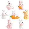 ThrenodyToy Coniglietto Figurine Ornamenti,Pasqua Bunny Figurine,per Arredamento Interno ed Esterno Paesaggi Torte,Soprammobili Moderni Salotto, Statuette Decorative Casa,7pcs