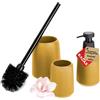 KADAX Set Accessori da Bagno Moderni in Ceramica - Porta Spazzolino, Dispenser di Sapone, Scopino WC (Giallo)