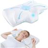 HOMCA Cuscino Cervicale Memory Foam per Supporto, Bianco, 60x35x8/12cm | Cuscino Ergonomico per Dormire sul Fianco e sulla Schiena, Cuscino Letto, Fodera Rimovibile e Lavabile