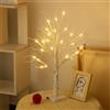 Songlypian Albero di Betulla con Luci LED, 60cm/2ft LED Luci Albero Decorativo per Interni con 24 Luci a Led Bianco Caldo, Batteria/USB Artificiale LED Albero di Betulla per Natale Festa Pasqua Nozze Decor