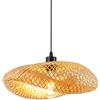 Schindora Lampadario Retrò in Bambù - Cappello E27 Creatività Intreccio Di 40 Cm per Camera Da Letto, Cucina, Sala Da Pranzo, Soggiorno, Ristorante - Paglia Chiara