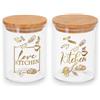 KORAT Barattoli Ermetici Cucina Set 2, Contenitori Alimenti in Vetro Borosilicato con Coperchio Legno Acacia, 700 ml, Barattoli per Pasta Caffè Zucchero Cereali Biscotti Dispensa