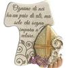 Regalami.shop, croce tau Cresima in pietra ricomposta cm 9 con bassorilievo decorato completa di scatola, confetti, nastro organza e bigliettino