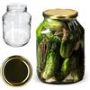 KADAX Barattoli vetro 2,5 l con coperchio a vite Ø100 mm - vasetti ermetici per marmellate, miele, sottaceti, cetrioli, fermentazione, conserve fatte in casa, bomboniere (coperchio dorato, 1 pezzo)
