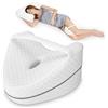 LITSPOT Cuscino per Gambe e Ginocchia per Dormire, Piccolo 26x26x15.8cm | Cuscini Gambe con Cinghia Elastica in Memory Foam per Alleviare la Tensione Alle Gambe, Fodera Rimovibile e Lavabile, Bianco