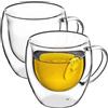 KADAX Set di 2 a Doppia Tazza di Vetro Parete, 250 ml, Bicchiere con Ampia Presa, Bicchiere da Bere per Succo, tè, caffè, Cappuccino, Acqua, tè Freddo, Ghiaccio, Vetro Universale, Bicchiere, VU