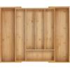 Relaxdays Portaposate da Cassetto Allungabile, Divisorio a 5-7 Scomparti per Posate, 5x32,5-53,5x43 cm, Bambù, Naturale