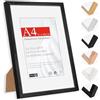 HIMEETIME® 1x Cornice per foto-A4 21x29.7cm,legno di ayous,nero,Passepartout 15X21cm,Cornice per foto 21x30 medie con vetro artificiale infrangibile-Montaggio a parete o esposizione da tavolo