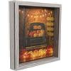Tofficu Scatola Ombra Halloween con Luci Led, Cornice in Legno | Espositore da Tavolo e Banco, Alimentazione Usb, Effetto Rustico con Ritagli, Accessorio Incluso