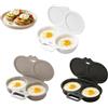 Generico 3Pcs Microwave Egg Poacher 2 Cup With Lid & Handle, Oil-Free Cooker | Dual Cavity Breakfast Steamer for 2 Eggs, Food-Grade PP, Quick Heating, Easy Everyday Meal Prep