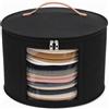 Novocloud 43 x 26cm Scatola per Cappelli Rotonda con Coperchio, Pieghevole Cappelliera Pieghevole Grande con Finestra Trasparente e Cerniera Scatola in Feltro Antipolvere per Armadio Viaggio