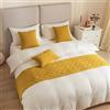 Morbuy Runner Letto Matrimoniale, Reversibile Corridore Letto, Morbido Confortevole Sciarpa e Federa da Letto, Modern Alberghi Scarf Runner Decorazione (45x240 cm (corridori da Letto),Giallo)