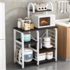SogesHome Scaffale da Cucina, Supporto per Forno a Microonde con Ripiani, Forno a microonde Stand con Ganci, Cucina Scaffale da Cucina Scaffale da Lavoro,Nero 90 x 42 x 133 cm,172-BK-SH