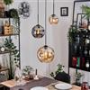 HOFSTEIN Lampadario a sospensione Ripoll a 3 luci in metallo/vetro nero/fumo/ambra, moderna lampada a sospensione dal design retrò/vintage (ombrelli Ø 20 cm), E27, sala da pranzo, soggiorno, cucina