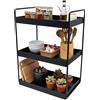 Relaxdays Scaffale per spezie, 3 ripiani, salvaspazio, organizer cucina, HLP: 44 x 26 x 18 cm, metallo, nero