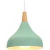 iDEGU 20CM Lampada a Sospensione Retrò LED Lampada a Soffitto in Legna Metallo Moderna Lampadario a Forma di Goccia Stile Scandinavo Plafoniera per Soggiorno Sala da Pranzo Cameretta (Verde 1 Pezzo)