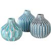 ReWu Set di 3 vasi in ceramica shabby chic, blu, azzurro e turchese | Vaso di fiori, decorazione da tavolo per fiori e fiori secchi, design decorativo