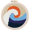 Figured'Art Punch Needle Kit completo per adulti e bambini - La grande onda - Perfetto per principianti. Kit pronto da ricamare misura 20x20cm con telaio circolare
