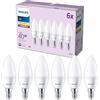 Philips LED Lampadina smart LED E14 a candela, Confezione da 6 | Luce bianca calda, Equivalente a 40 W, 2700 K, Lampadine smerigliate, Risparmio energetico, 15000 ore di durata
