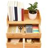 yikmid Cassettiera organizer da scrivania in bambù, 3 cassetti, 33 x 19 x 20 cm, per francobolli, appunti, graffette, forbici, lettere, con maniglia, salvaspazio, pronta all'uso, colore legno naturale