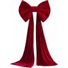 AFVEXILLON Fiocco Per Puntale Per Albero Di Natale, Extra Large Nodo Di Farfalla | 50 X 38 Cm, In Velluto Rosso, Con Sentiero Lungo 3 M, Per Decorazione Di Natales, Festa, Albero Di Natales