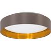 Eglo LED lampada da soffitto Maserlo 2, luce da soffitto | tessile, illuminazione da soggiorno in tessuto color oro e cappuccino, plastica bianca, illuminante bianco caldo, Ø 38 cm
