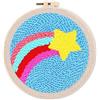 Figured'Art Punch Needle Kit completo per adulti e bambini - Stella cometa - Perfetto per principianti. Kit pronto da ricamare misura 20x20cm con telaio circolare