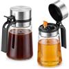 Gusmigus 2 Pezzi Dispenser Miele in Vetro 400 ml con Beccuccio e Coperchio | Porta Miele Syrup Dispenser per Cucina, Caffè Bar e Teiera