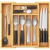 Lifewit Organizzatore Posate in Bambù per Cassetti, Portaposate Espandibile da 24 cm a 40 cm, Profondità 33 cm, Porta Divisori Mestoli da Cucina, Scomparti per Cucchiai/Forchette/Utensili